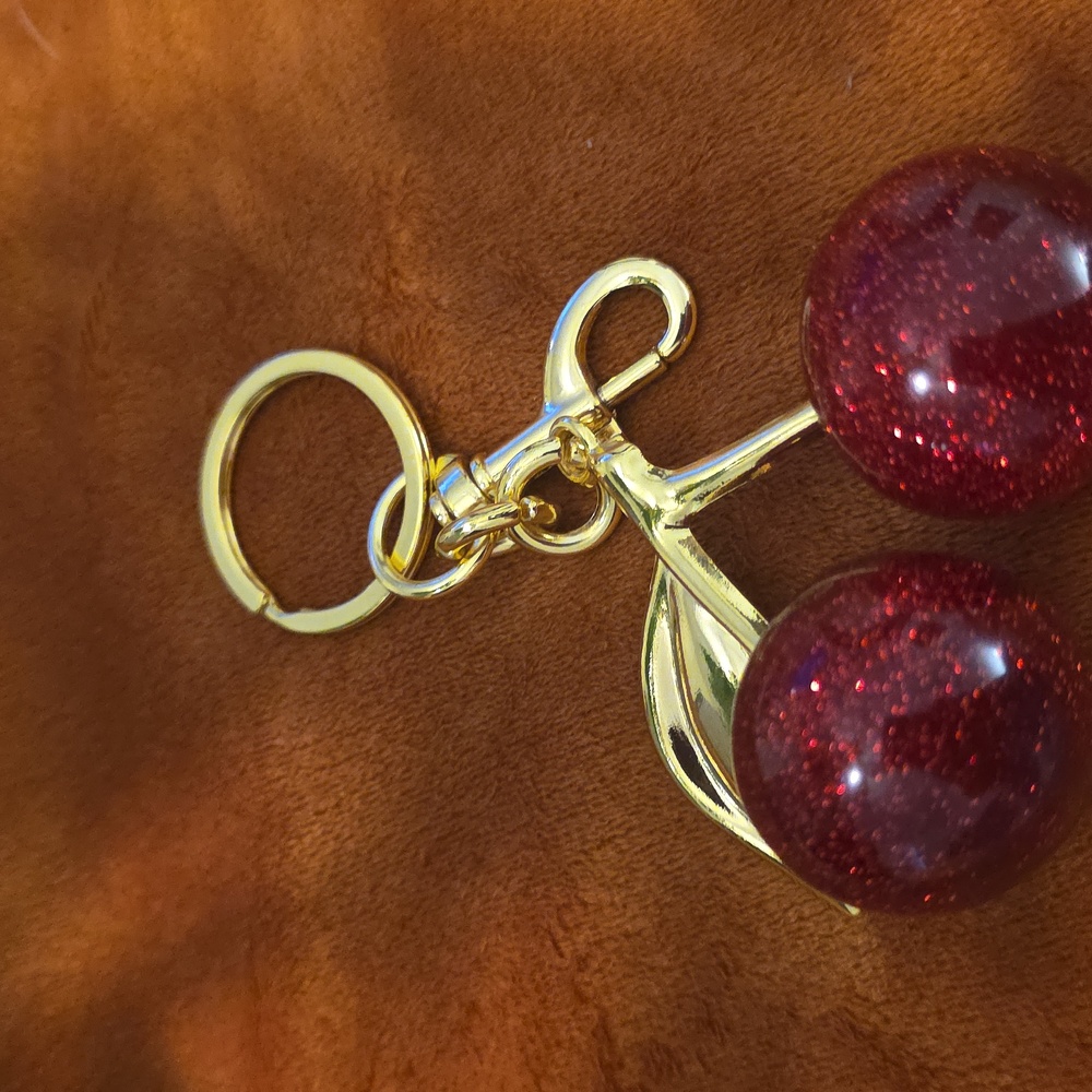 Cherry Keychain/ Purse Chain with Gold Accents - Picture 5 of 6